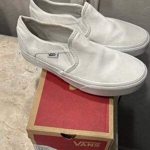 Vans White Slip-On Sneakers. Asher size 6.5 women